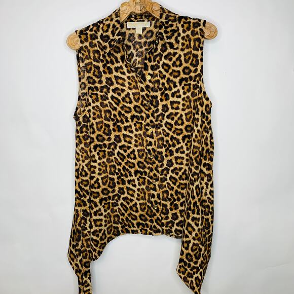 Michael Michael Kors Cheetah Leopard Print Sleeveless Swing Top NWT Sz Small - Picture 1 of 6